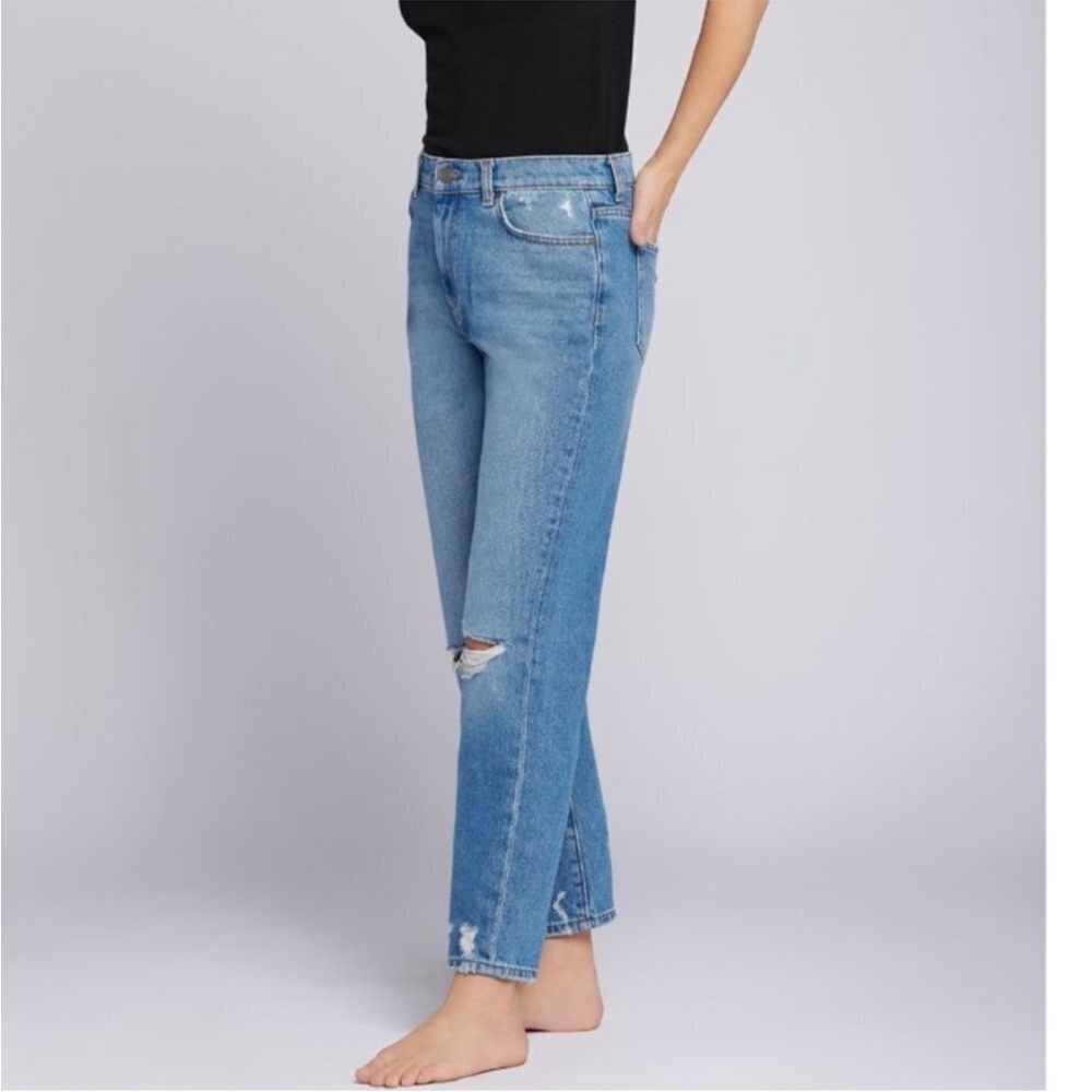 Current/Elliott Cloudburst Boyfriend Women Sz 26 Light Blue Straight Leg Jeans